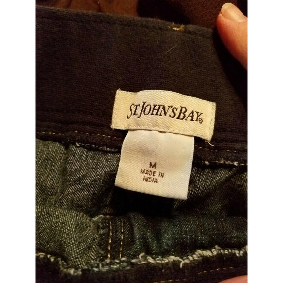 St Johns Bay Jean Denim Skirt Size M Medium Modest Stretch Womens - Picture 5 of 8